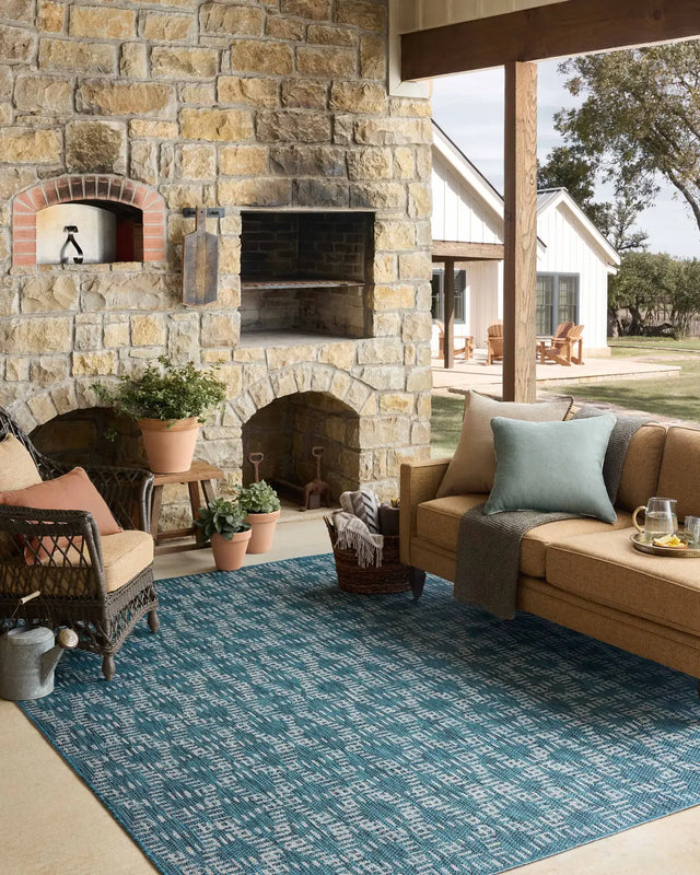Loloi Easton ESN-10 Fog / Teal Rug - room scene 3