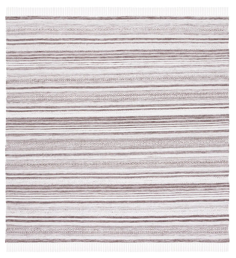 Safavieh Striped Kilim 7'-0" x 7'-0" Rug in Brown / Ivory
