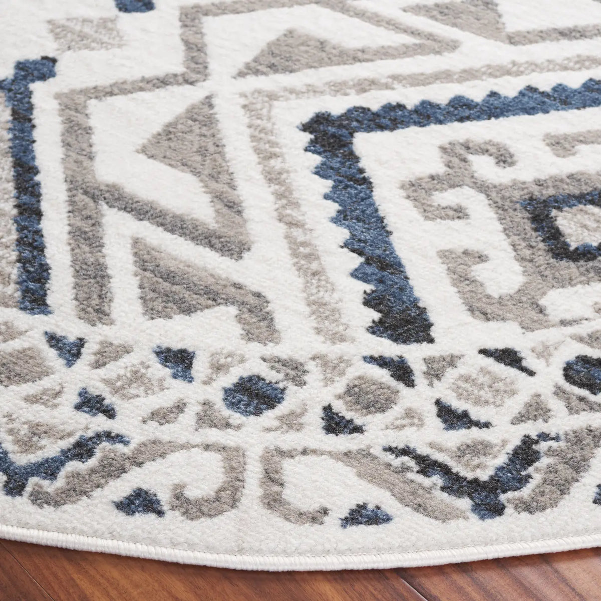 Safavieh Pyramid 6'-7" x 6'-7" Rug in Ivory / Grey Navy