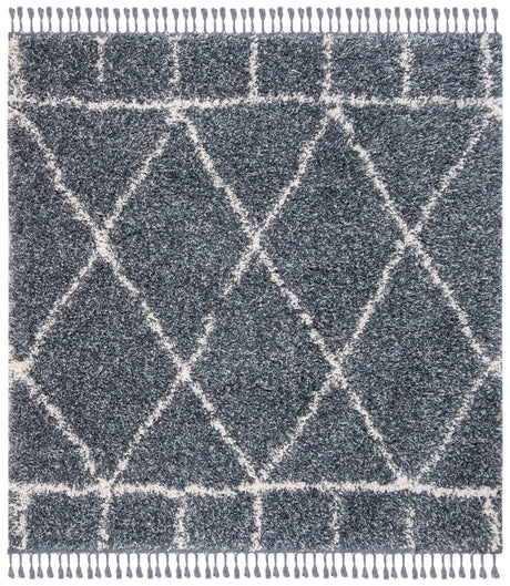 Safavieh Pro Lux Shag 400 6'-7" x 6'-7" Rug in Blue / Creme