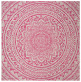 Safavieh Courtyard 6'-7" x 6'-7" Rug in Light Grey / Fuchsia