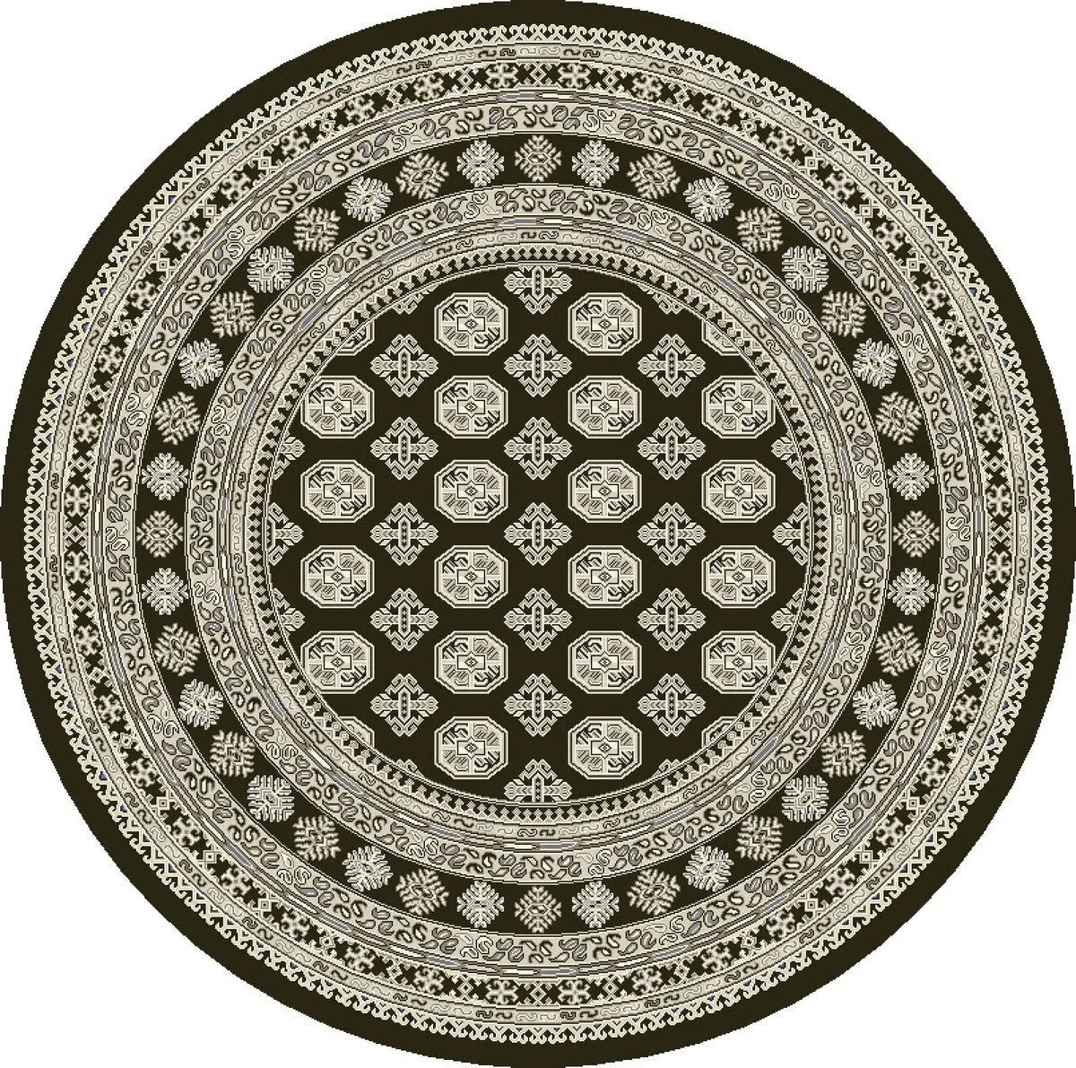 Dynamic Rugs Ancient Garden 57102 Charcoal / Silver Rugs - Round