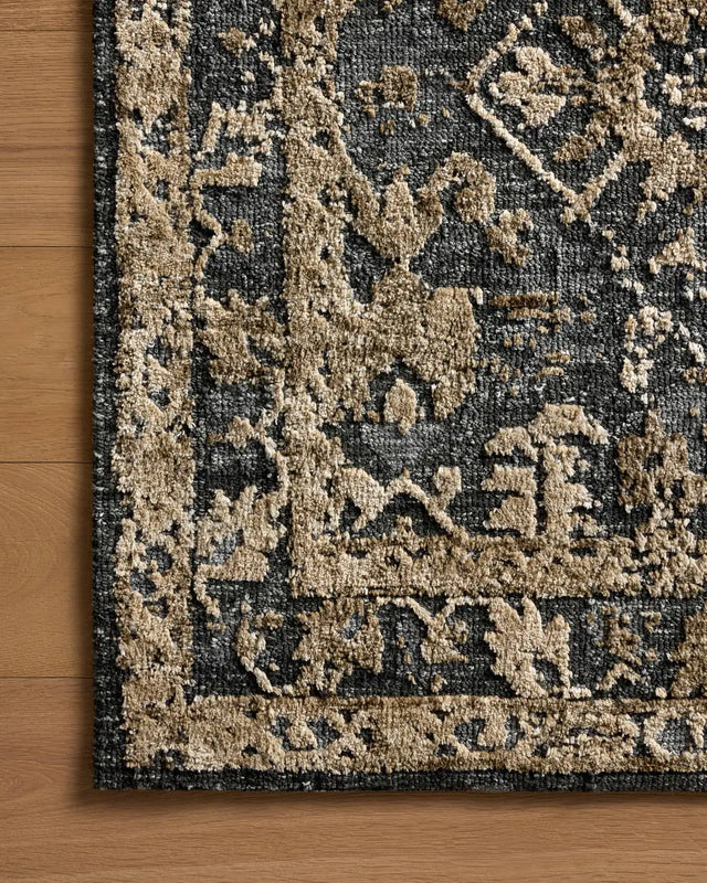 Loloi Percival PCV-05 Denim /Granite Rug - corner on wood