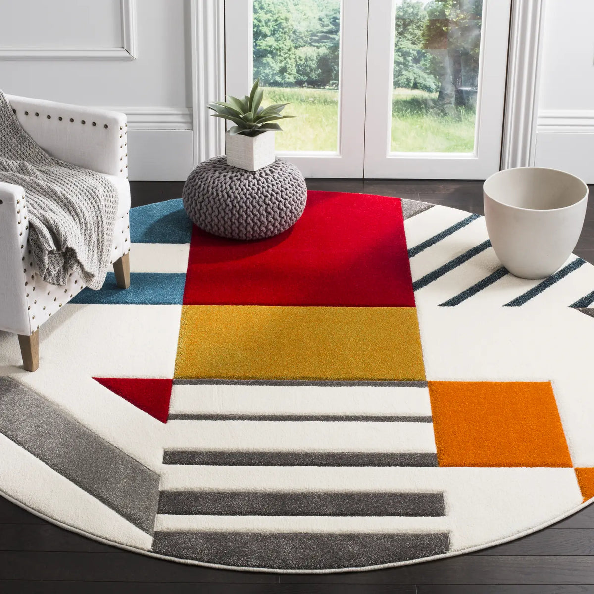 Safavieh Hollywood 10'-0" x 10'-0" Rug in Ivory / Peacock Blue