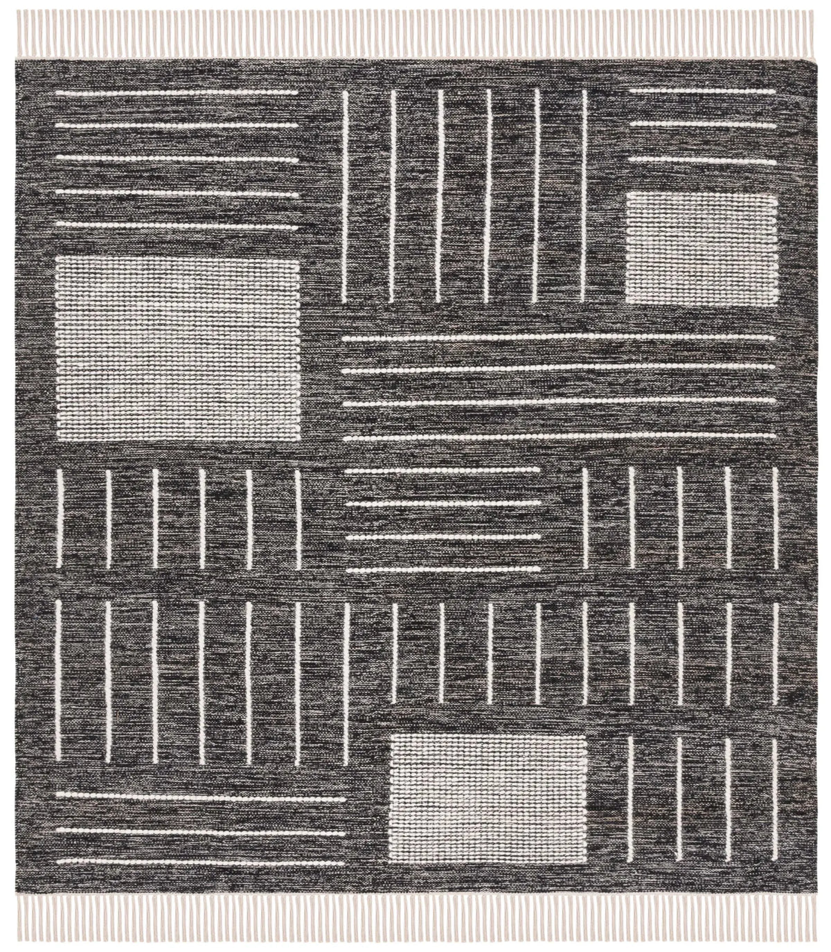 Safavieh Kilim 6'-0" x 6'-0" Rug in Black / Ivory