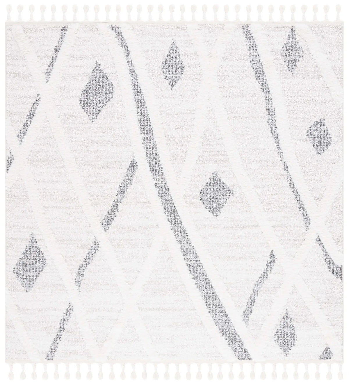 Safavieh Moroccan Tassel Shag 6'-7" x 6'-7" Rug in Beige / Grey
