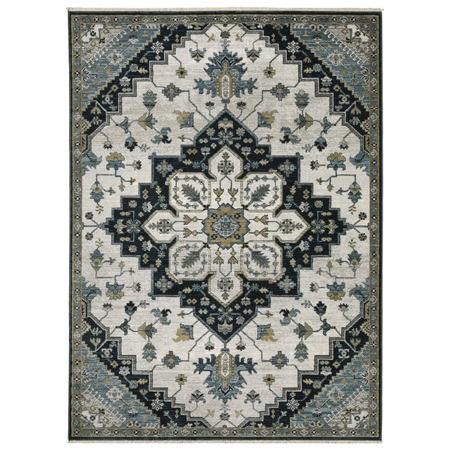 Oriental Weavers Sphinx KEIRA KEI04 Blue Medallion Rugs - main flat