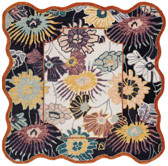Safavieh Jardin 6'-0" x 6'-0" Rug in Black / Ivory