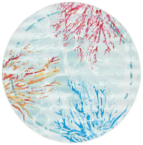 Safavieh Barbados 500 5'-3" x 5'-3" Rug in Teal / White