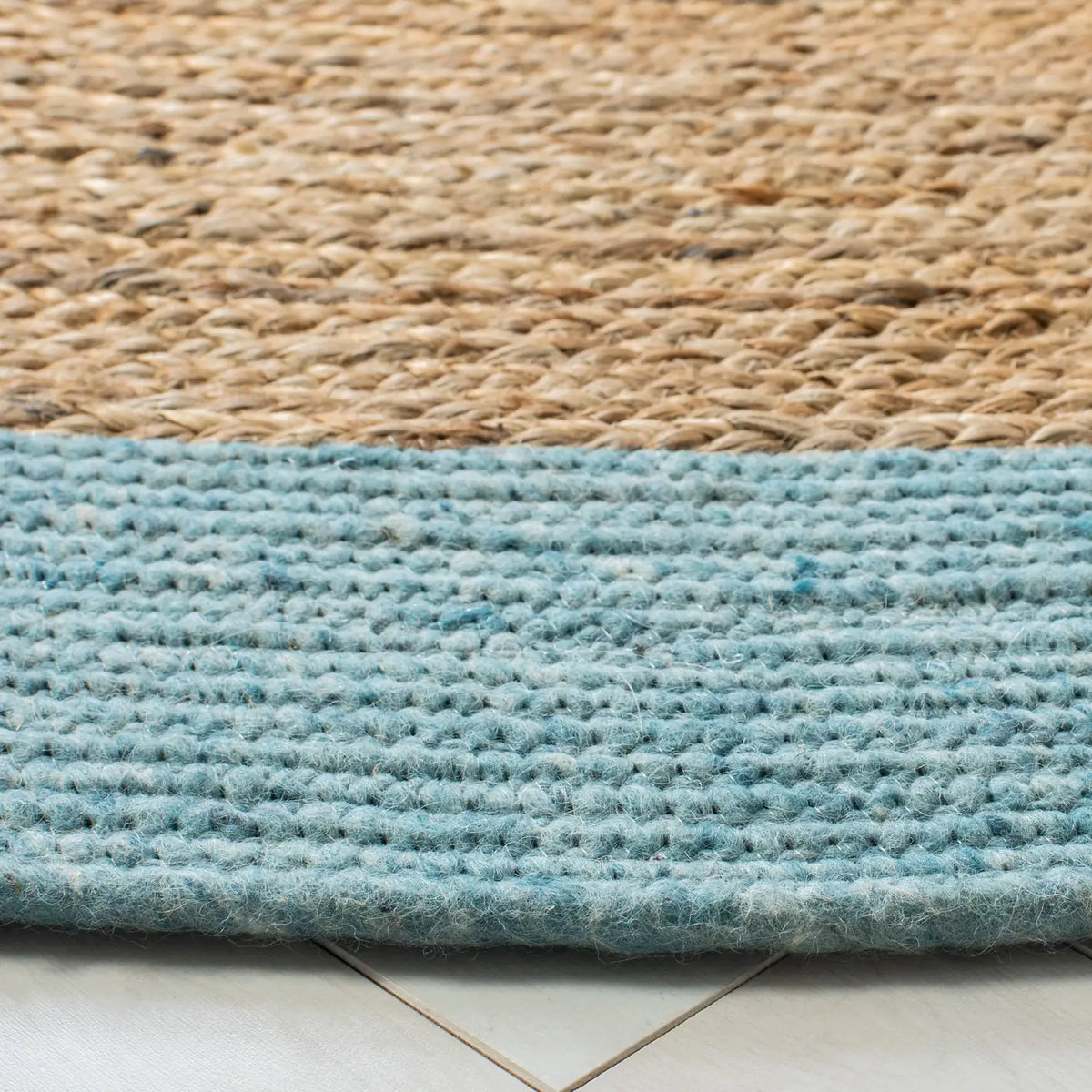 Safavieh Braided 5'-0" x 5'-0" Rug in Blue / Natural