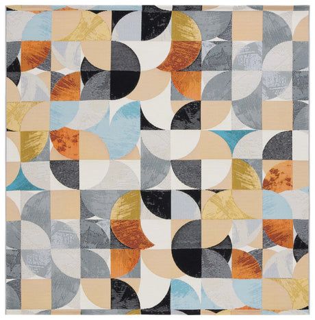 Safavieh Barbados 500 6'-6" x 6'-6" Rug in Ivory Black / Blue Rust