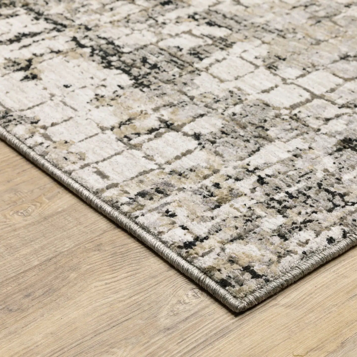 Oriental Weavers Nebulous 091D9 Grey/ Beige Rug - corner detail