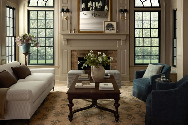 Chris Loves Julia x Loloi Rue RUE-04 Moss / Blue Rug - room scene 1 horizontal