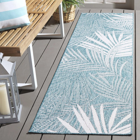 Safavieh Beach House 2'-2" x 10'-0" Rug in Aqua / Ivory