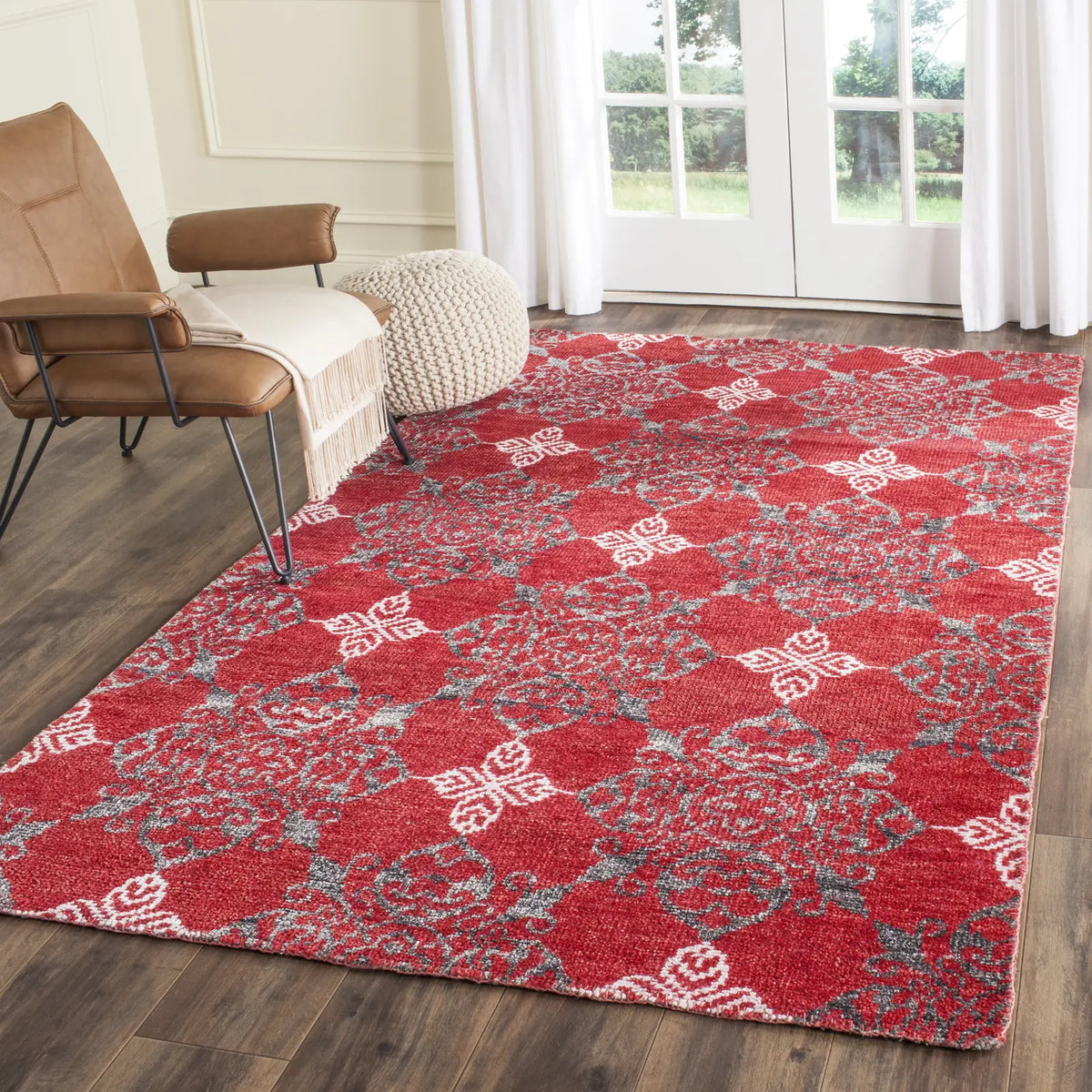 Safavieh Stone Wash 5'-0" x 8'-0" Rug in Red / Ivory