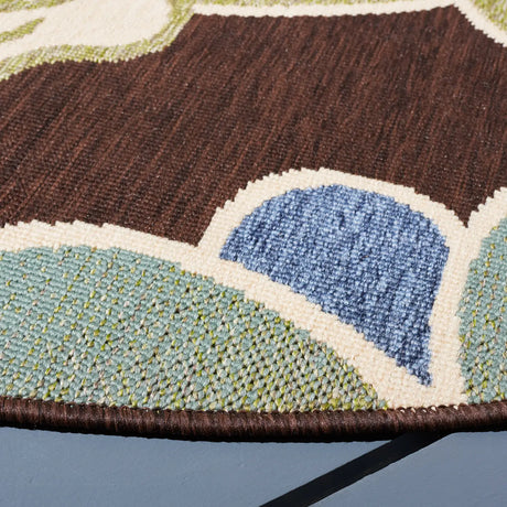 Safavieh Veranda 6'-7" x 6'-7" Rug in Chocolate / Aqua