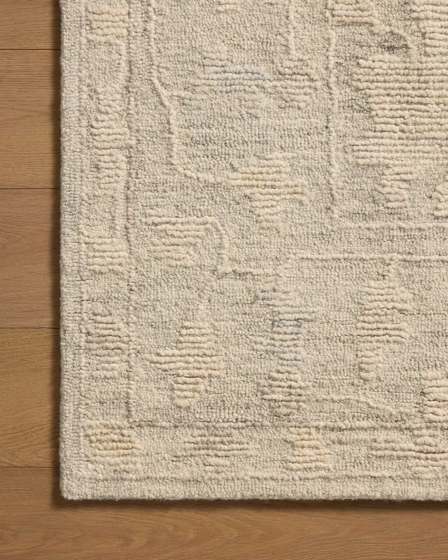 Loloi Cynthia CYN-04 Sky / Natural Rug - corner on wood