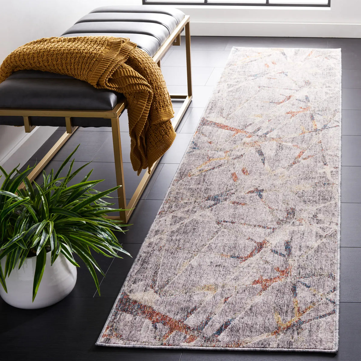Safavieh Olympia 2'-3" x 9'-0" Rug in Grey / Light Grey