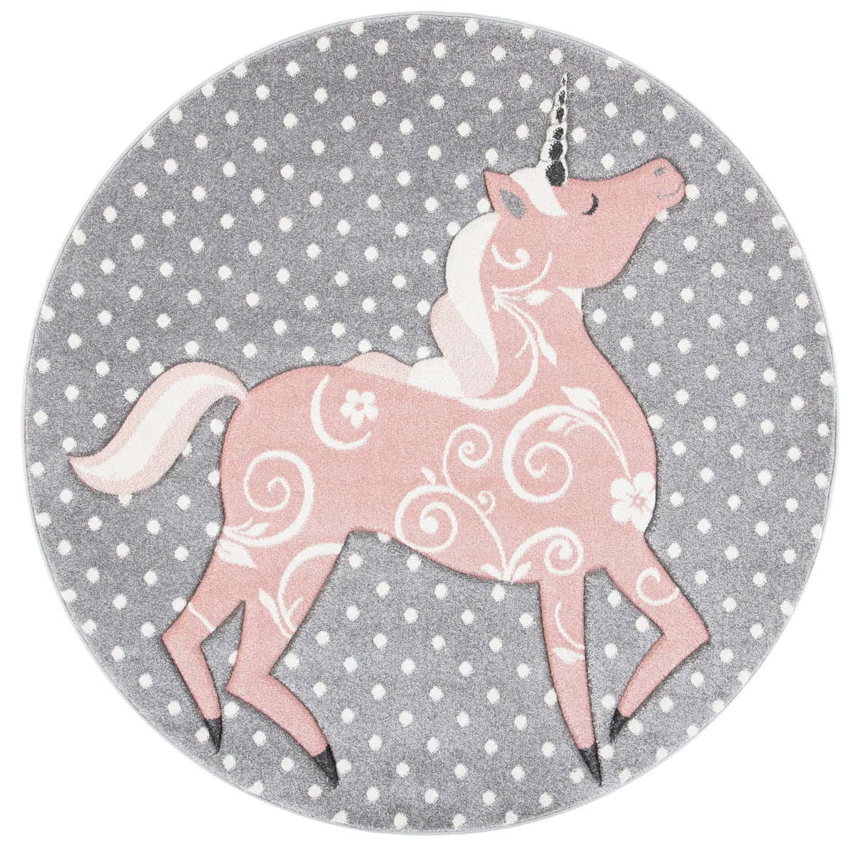 Safavieh Carousel Kids 100 5'-3" x 5'-3" Rug in Grey/Ivory / Pink