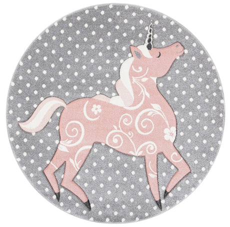 Safavieh Carousel Kids 100 5'-3" x 5'-3" Rug in Grey/Ivory / Pink