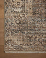 Loloi Heritage Her-07 Mocha/Denim Rug - corner on wood