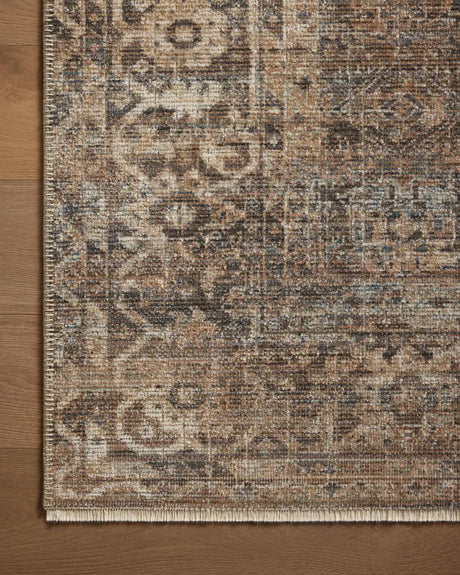 Loloi Heritage Her-07 Mocha/Denim Rug - corner on wood