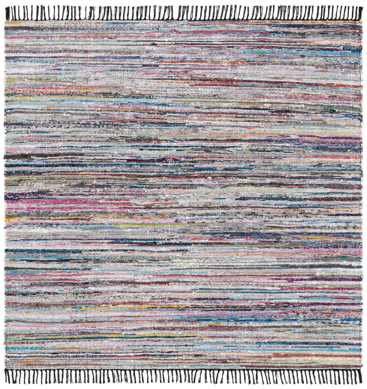 Safavieh Rag Rug 6'-0" x 6'-0" Rug in Black / Pink