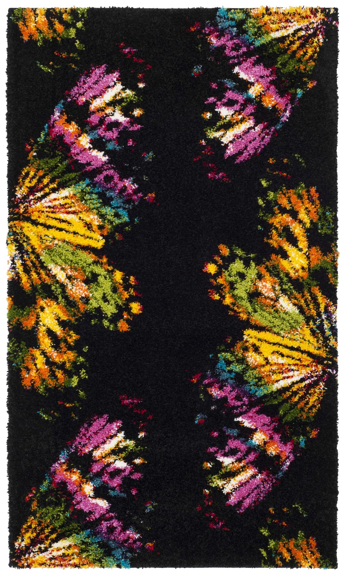Safavieh Fiesta Shag 3'-0" x 5'-0" Rug in Black / Yellow