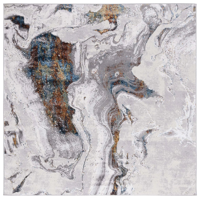 Safavieh Amelia 6'-7" x 6'-7" Rug in Grey / Blue Gold
