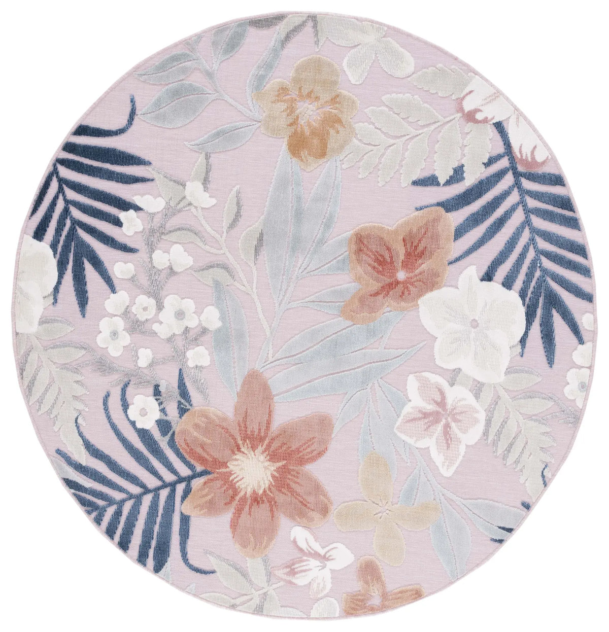 Safavieh Cabana 6'-5" x 6'-5" Rug in Pink / Grey