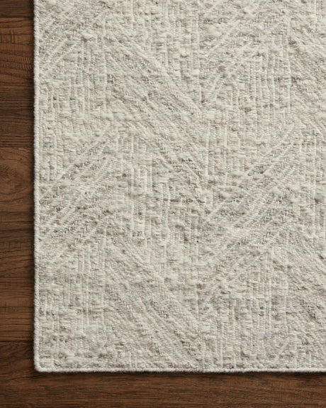 Loloi Raven Rav-01 Silver/Ivory Rug - corner on wood