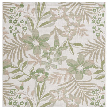 Safavieh Courtyard 6'-7" x 6'-7" Rug in Ivory / Green