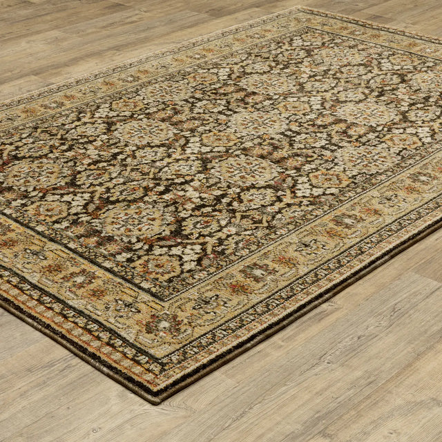Oriental Weavers Sphinx Andorra 2431A Brown/ Gold Rug - angle detail