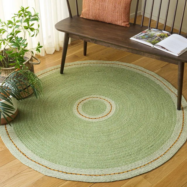 Safavieh Braided 5'-0" x 5'-0" Rug in Green / Gold