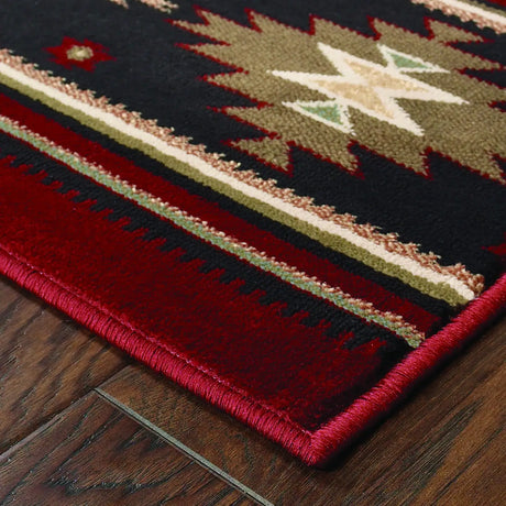 Oriental Weavers Sphinx Hudson 087k1 Red / Green Rugs - corner detail