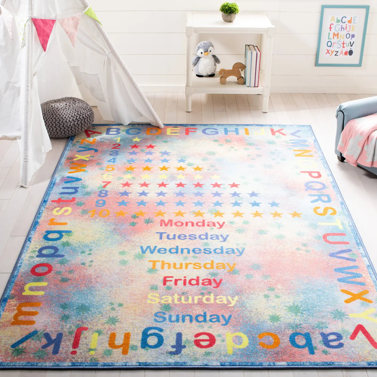 Safavieh Kids Playhouse 200 5'-5" x 7'-7" Rug in Blue / Orange