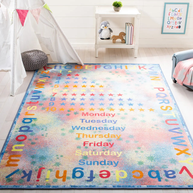 Safavieh Kids Playhouse 200 5'-5" x 7'-7" Rug in Blue / Orange