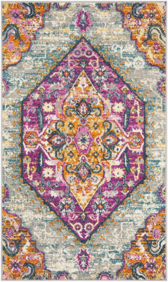 Safavieh Madison 3'-0" x 5'-0" Rug in Light Grey / Fuchsia