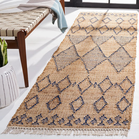 Safavieh Natural Fiber 2'-3" x 8'-0" Rug in Blue / Natural