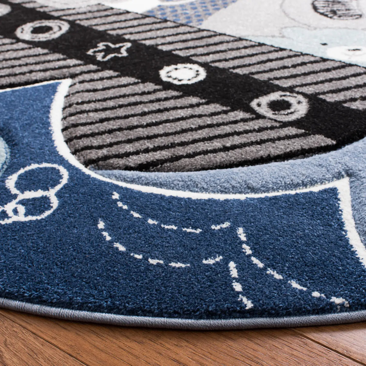 Safavieh Carousel Kids 100 5'-3" x 5'-3" Rug in Blue / Grey