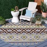Safavieh Veranda 5'-3" x 5'-3" Rug in Chocolate / Blue
