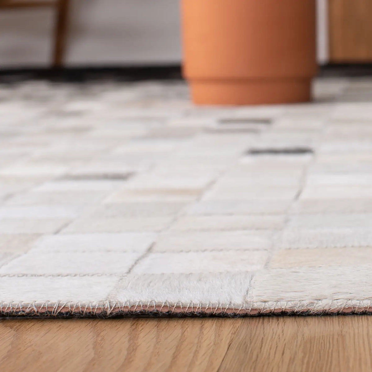 Safavieh Studio Leather 4'-0" x 6'-0" Rug in Ivory / Black