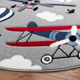 Safavieh Carousel Kids 100 5'-3" x 5'-3" Rug in Light Grey / Red