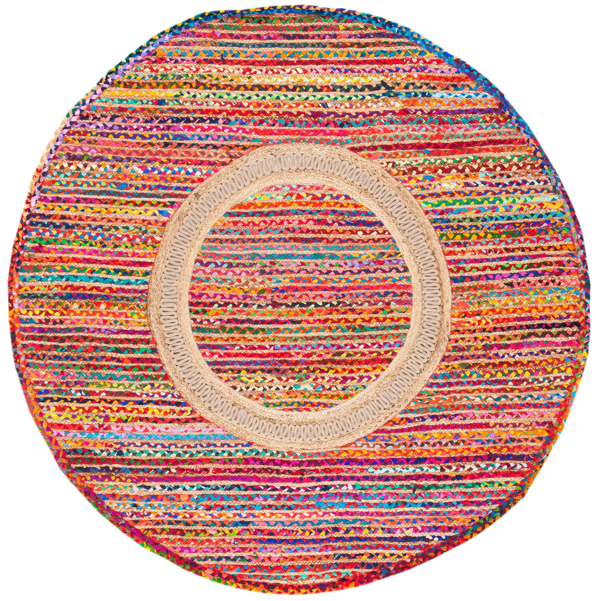 Safavieh Braided 5'-0" x 5'-0" Rug in Pink / Sage
