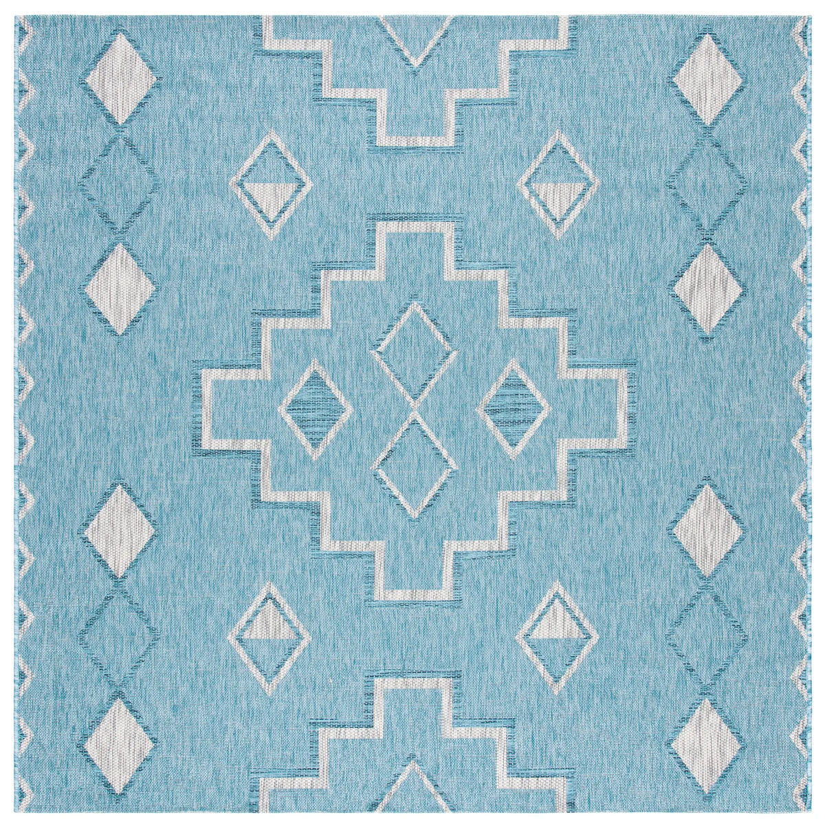 Safavieh Courtyard 6'-7" x 6'-7" Rug in Aqua / Grey