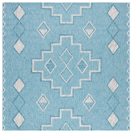 Safavieh Courtyard 6'-7" x 6'-7" Rug in Aqua / Grey