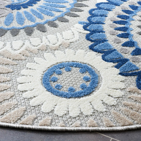 Safavieh Cabana 5'-3" x 5'-3" Rug in Grey / Blue