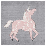Safavieh Carousel Kids 100 5'-3" x 5'-3" Rug in Grey / Pink