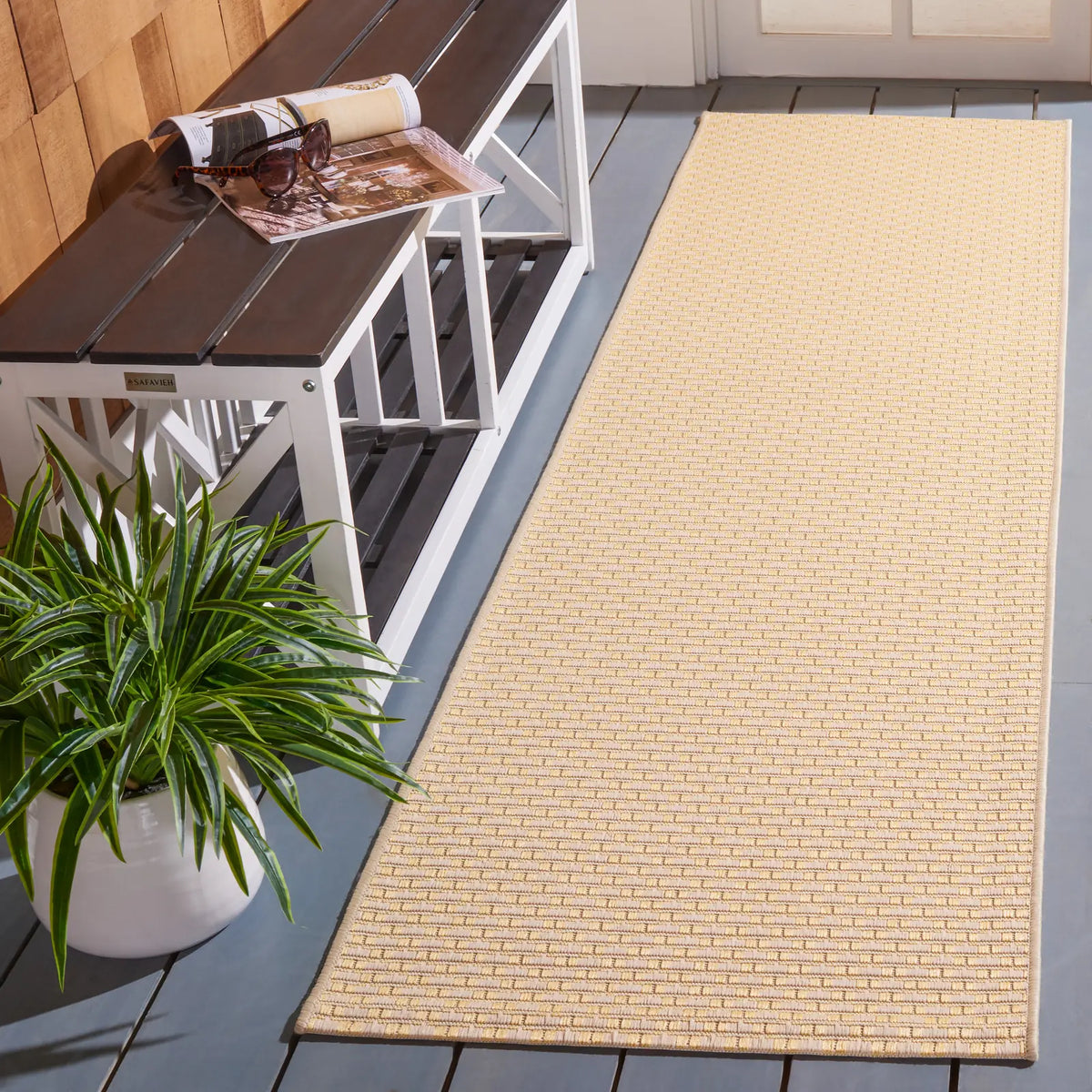 Safavieh Courtyard 2'-3" x 8'-0" Rug in Gold / Beige