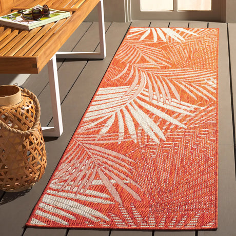 Safavieh Beach House 2'-2" x 10'-0" Rug in Orange / Ivory